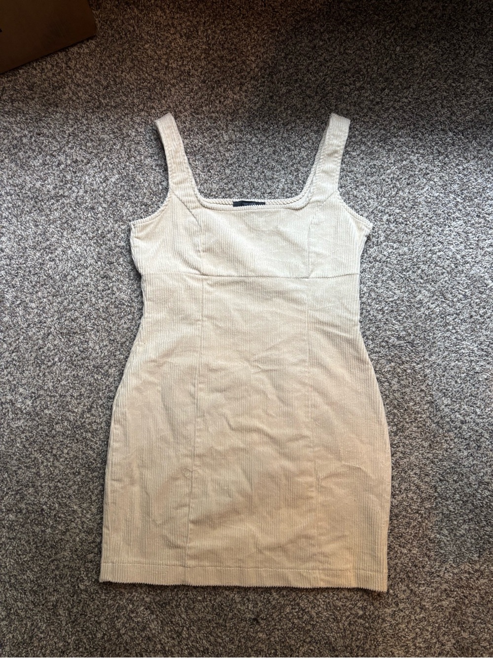 Forever 21 Cream Ribbed Square-Neck Mini Dress